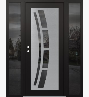 Diamond C12 68" x 80" black/black mirrored Glass Panel stainless steel RHI with 2 Sidelites mirrored Glass