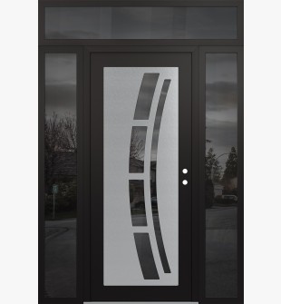 Diamond C12 68" x 96" black/black mirrored Glass Panel stainless steel LHI with 2 Sidelites and Transom mirrored Glass