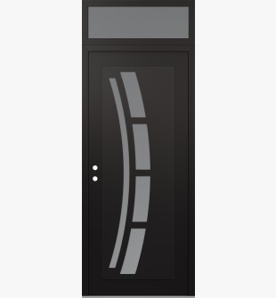 Diamond C12 36" x 96" black/white frosted Glass Panel black RHI with Transom frosted Glass