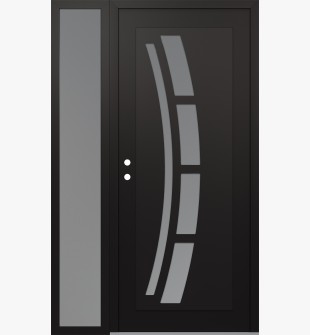 Diamond C12 52" x 80" black/white frosted Glass Panel black RHI with Sidelite frosted Glass