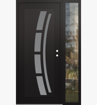 Diamond C12 50" x 80" black/white frosted Glass Panel black LHI with Sidelite clear Glass