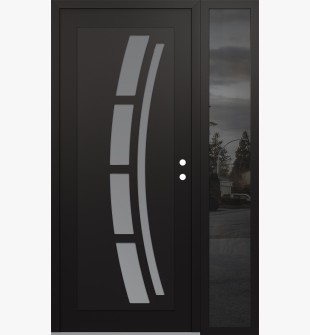 Diamond C12 50" x 80" black/white frosted Glass Panel black LHI with Sidelite mirrored Glass