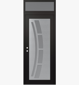 Diamond C12 36" x 96" black/white frosted Glass Panel stainless steel RHI with Transom frosted Glass