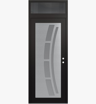 Diamond C12 36" x 96" black/white frosted Glass Panel stainless steel LHI with Transom mirrored Glass
