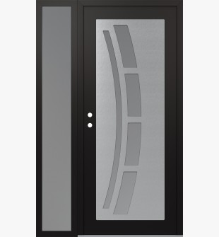 Diamond C12 52" x 80" black/white frosted Glass Panel stainless steel RHI with Sidelite frosted Glass