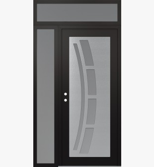 Diamond C12 52" x 96" black/white frosted Glass Panel stainless steel RHI with Sidelite and Transom frosted Glass
