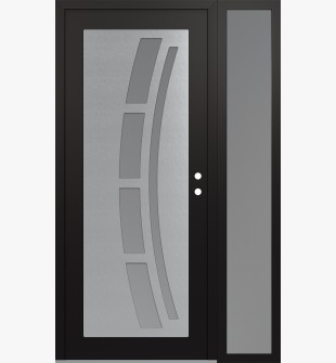 Diamond C12 52" x 80" black/white frosted Glass Panel stainless steel LHI with Sidelite frosted Glass