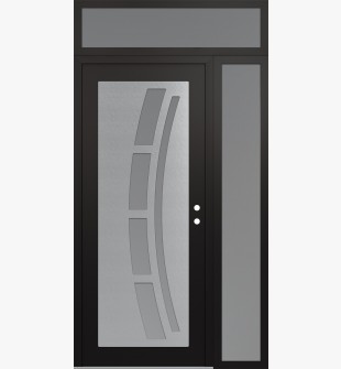 Diamond C12 48" x 96" black/white frosted Glass Panel stainless steel LHI with Sidelite and Transom frosted Glass