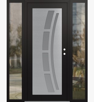 Diamond C12 68" x 80" black/white frosted Glass Panel stainless steel LHI with 2 Sidelites clear Glass