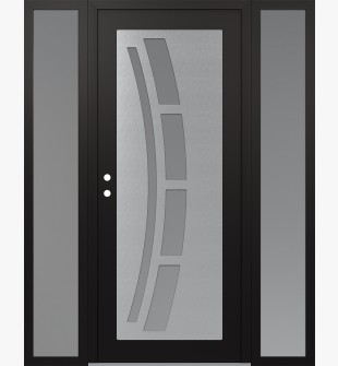 Diamond C12 60" x 80" black/white frosted Glass Panel stainless steel RHI with 2 Sidelites frosted Glass