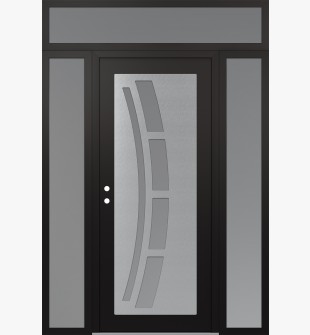 Diamond C12 68" x 96" black/white frosted Glass Panel stainless steel RHI with 2 Sidelites and Transom frosted Glass