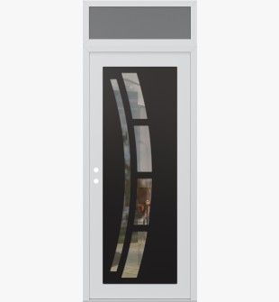 Diamond C12 36" x 96" white/white clear Glass Panel black RHI with Transom frosted Glass
