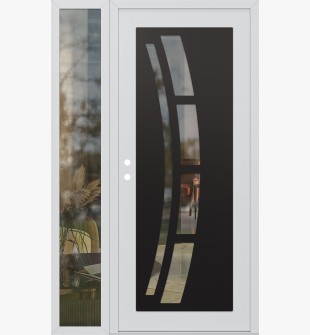 Diamond C12 52" x 80" white/white clear Glass Panel black RHI with Sidelite clear Glass