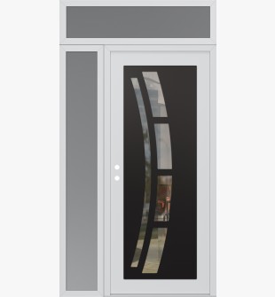 Diamond C12 48" x 96" white/white clear Glass Panel black RHI with Sidelite and Transom frosted Glass