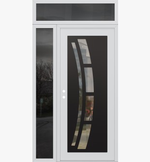 Diamond C12 52" x 96" white/white clear Glass Panel black RHI with Sidelite and Transom mirrored Glass