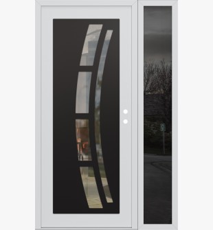 Diamond C12 48" x 80" white/white clear Glass Panel black LHI with Sidelite mirrored Glass