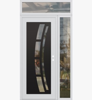 Diamond C12 52" x 96" white/white clear Glass Panel black LHI with Sidelite and Transom clear Glass