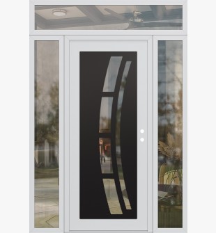 Diamond C12 60" x 96" white/white clear Glass Panel black LHI with 2 Sidelites and Transom clear Glass