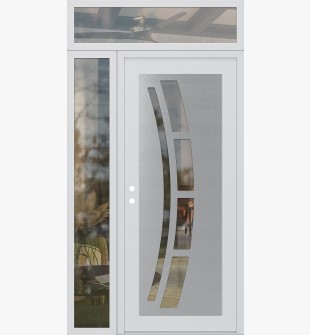 Diamond C12 48" x 96" white/white clear Glass Panel stainless steel RHI with Sidelite and Transom clear Glass