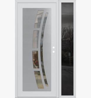 Diamond C12 48" x 80" white/white clear Glass Panel stainless steel LHI with Sidelite mirrored Glass