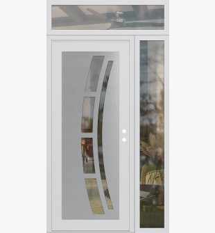 Diamond C12 48" x 96" white/white clear Glass Panel stainless steel LHI with Sidelite and Transom clear Glass