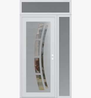 Diamond C12 52" x 96" white/white clear Glass Panel stainless steel LHI with Sidelite and Transom frosted Glass