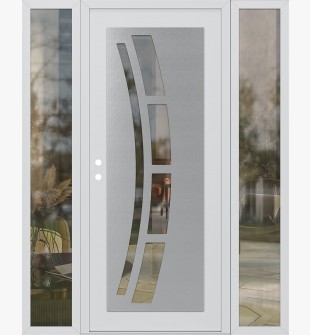 Diamond C12 64" x 80" white/white clear Glass Panel stainless steel RHI with 2 Sidelites clear Glass