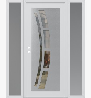 Diamond C12 64" x 80" white/white clear Glass Panel stainless steel RHI with 2 Sidelites frosted Glass