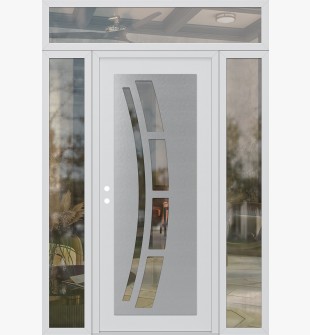 Diamond C12 68" x 96" white/white clear Glass Panel stainless steel RHI with 2 Sidelites and Transom clear Glass