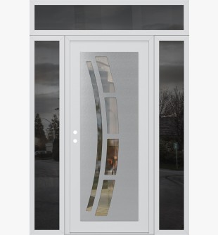 Diamond C12 64" x 96" white/white clear Glass Panel stainless steel RHI with 2 Sidelites and Transom mirrored Glass
