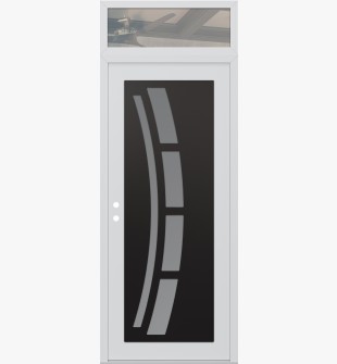 Diamond C12 36" x 96" white/white frosted Glass Panel black RHI with Transom clear Glass
