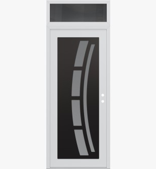 Diamond C12 36" x 96" white/white frosted Glass Panel black LHI with Transom mirrored Glass