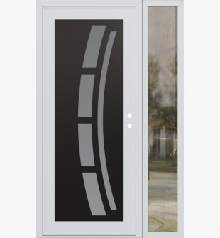 Diamond C12 52" x 80" white/white frosted Glass Panel black LHI with Sidelite clear Glass