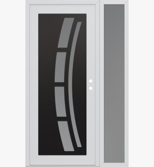 Diamond C12 50" x 80" white/white frosted Glass Panel black LHI with Sidelite frosted Glass