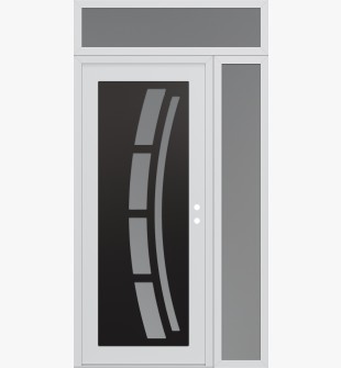 Diamond C12 50" x 96" white/white frosted Glass Panel black LHI with Sidelite and Transom frosted Glass