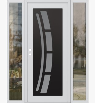 Diamond C12 68" x 80" white/white frosted Glass Panel black RHI with 2 Sidelites clear Glass