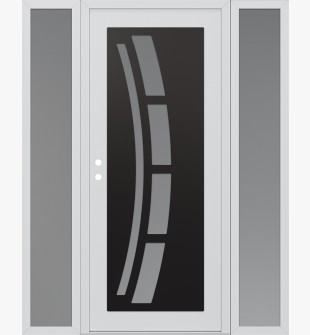 Diamond C12 68" x 80" white/white frosted Glass Panel black RHI with 2 Sidelites frosted Glass