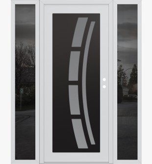 Diamond C12 64" x 80" white/white frosted Glass Panel black LHI with 2 Sidelites mirrored Glass