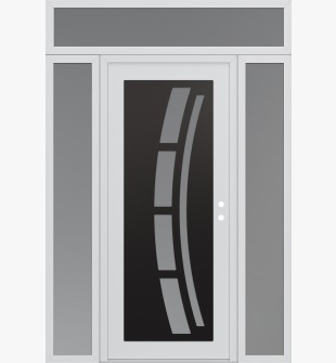 Diamond C12 60" x 96" white/white frosted Glass Panel black LHI with 2 Sidelites and Transom frosted Glass