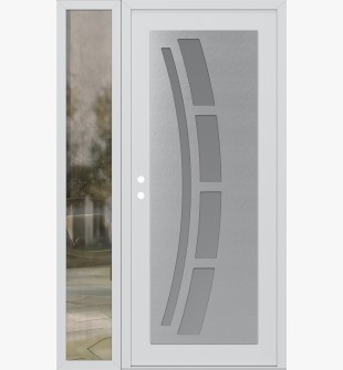 Diamond C12 50" x 80" white/white frosted Glass Panel stainless steel RHI with Sidelite clear Glass
