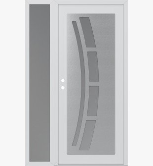 Diamond C12 50" x 80" white/white frosted Glass Panel stainless steel RHI with Sidelite frosted Glass