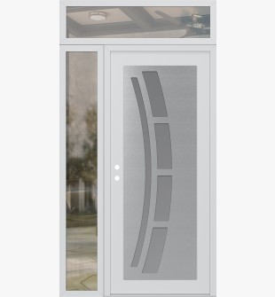 Diamond C12 50" x 96" white/white frosted Glass Panel stainless steel RHI with Sidelite and Transom clear Glass