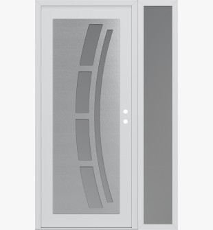 Diamond C12 48" x 80" white/white frosted Glass Panel stainless steel LHI with Sidelite frosted Glass