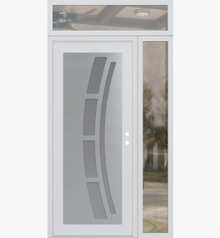 Diamond C12 52" x 96" white/white frosted Glass Panel stainless steel LHI with Sidelite and Transom clear Glass