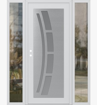 Diamond C12 64" x 80" white/white frosted Glass Panel stainless steel RHI with 2 Sidelites clear Glass
