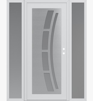 Diamond C12 64" x 80" white/white frosted Glass Panel stainless steel LHI with 2 Sidelites frosted Glass
