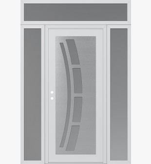 Diamond C12 60" x 96" white/white frosted Glass Panel stainless steel RHI with 2 Sidelites and Transom frosted Glass
