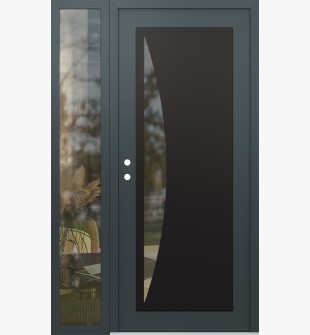 Diamond C13 48" x 80" anthracite/anthracite clear Glass Panel black RHI with Sidelite clear Glass
