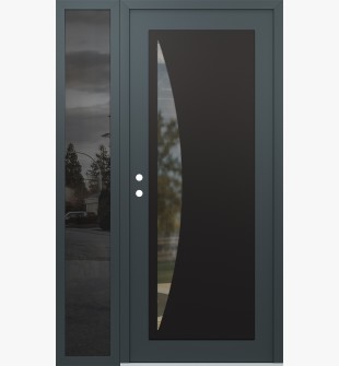 Diamond C13 48" x 80" anthracite/anthracite clear Glass Panel black RHI with Sidelite mirrored Glass