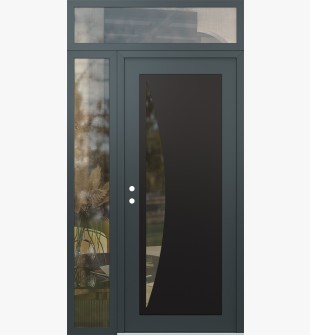Diamond C13 50" x 96" anthracite/anthracite clear Glass Panel black RHI with Sidelite and Transom clear Glass